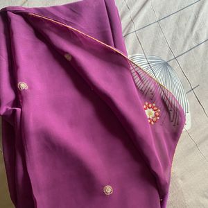 Magenta Plain Saree