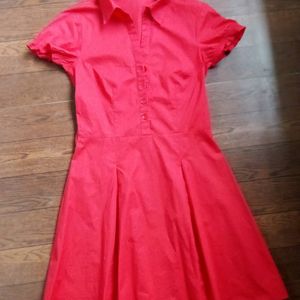 Collared Red Skater Dress