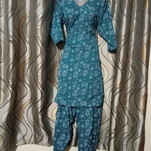 Sea Green Printed Suit