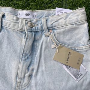 Mango High Waist Straight Denim Shorts For Women