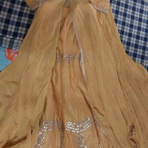 NEGOTIABLE ZARDOZI SHRUG &LAHANGA DESIGNER DRESS