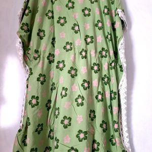 New Laced Green Short Kaftan With Adjustable Dori