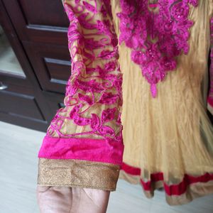 Flared Beige Pink Gown Or Anarkali