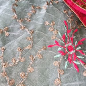 Pink And Sea Green Lehnga With Dupatta