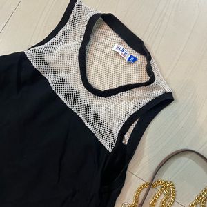 Black And White Net Tank Top