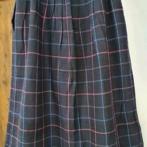 Black Warm English Skirt with Multicolored Checks