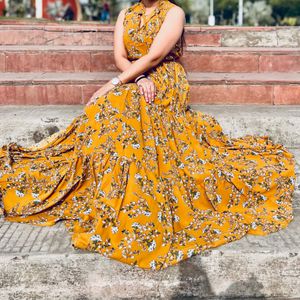 Mustard Yellow Full Flared Dress