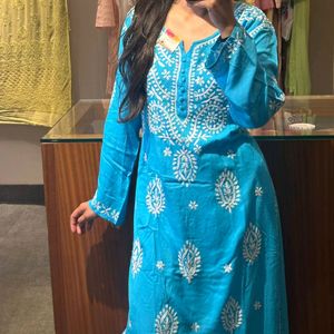 Blue Lucknow Chikankari Kurti