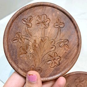 New WoodenTea Coasters Set Of 6 Antique