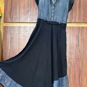 Black &ash coloured umbrella kurti.