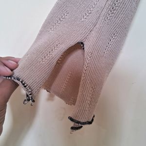 Korean V Neck Beige Sweater