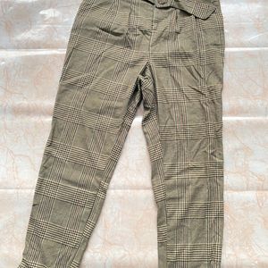 FUSCOUS GREEN AND BISTRE BROWN PLAID PANT