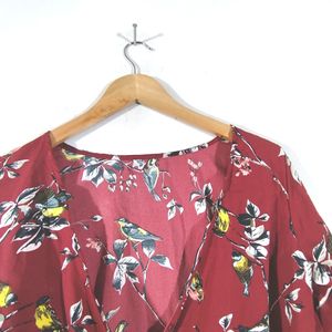 Maroon Floral Print Top (Women's)