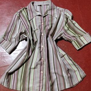 Korean Oversized Strips ButtonShirt (Women)