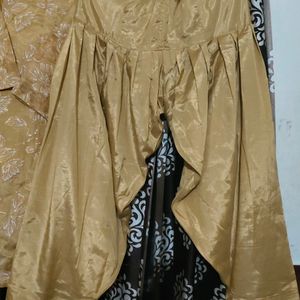 Ladies Organza Suit Golden Color