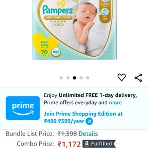 👶🏻PAMPERS NEWBORN DIAPERS 70 Pc SEALED PACKAGE❗