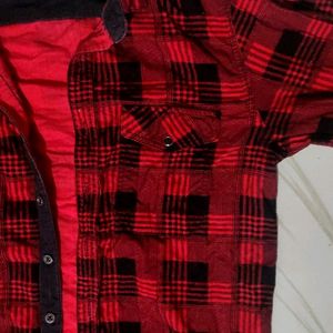 Red Oversized Unisex Check Shirt Medium Size