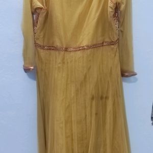 It's golden color anarkali. L size