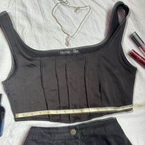 Boohoo Black Corset Top (No Boning)