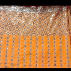 Peach Colour Sequence Saree