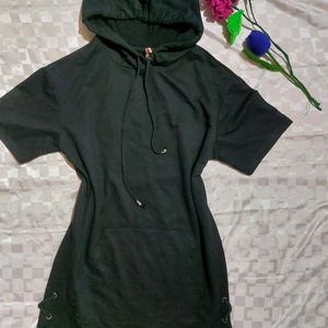 Hoodie Half Shirt Dress