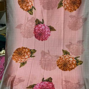 Pink Dupatta With Flower Design