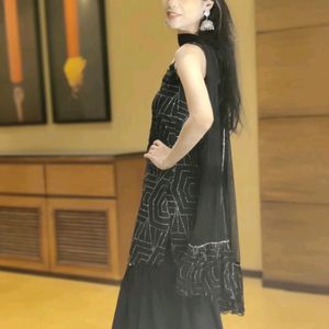 Black Sharara Set