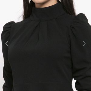 Black High Neck Peplum Top