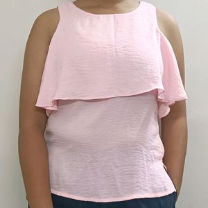 🎉SALE🎉 Pink Top With Stylish Cap like Sleeves