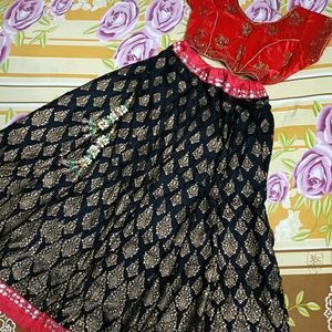 Red Black Lehnga Choli Set 💗