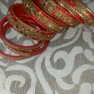 Red Stone Bangles Set