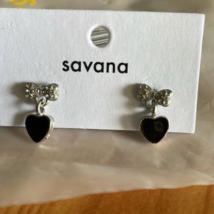 Small Silver And Black Earrings