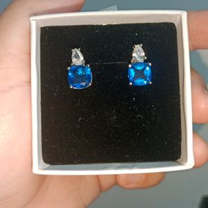 Sliver Plated Sapphire Studs