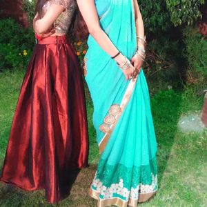 Sea Green Party Wear Saree