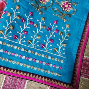 Skyblue Pure Cotton Saree