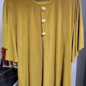 Mustard Magic: Stylish Synthetic Crepe Fabric Top.