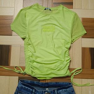 Gathered Fitted Lime Green Top