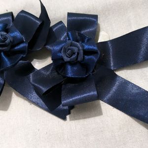 Dark Blue Bow Clips