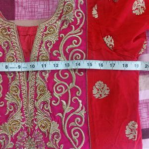 Red And Magenta Partywear Suit