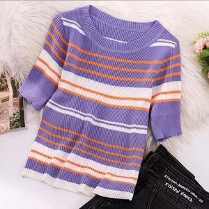 Super Pretty & Casual Striped Knitted Crop Top!!