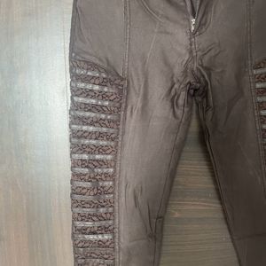 Skinny Unique Brown Leather Pants