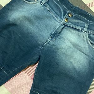 Navy Blue Washed Distressed Pattern Jean For Women