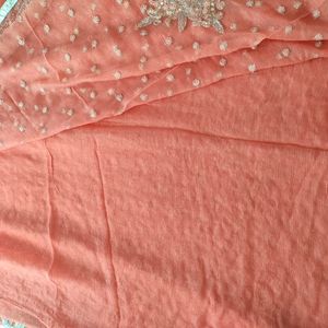 Corel With White Bead Embroidery Sarees (Women's)