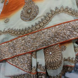 Beautiful Orange Colour Georgette Saree