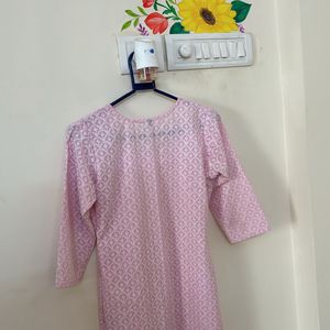 UNUSED Chikan kari Pastel Pink Kurta