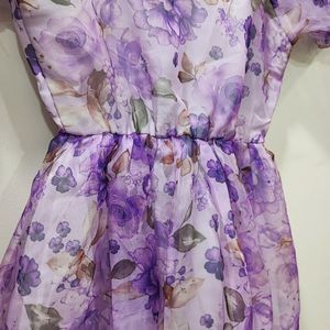 Pretty Purple Flared Frock For Girls