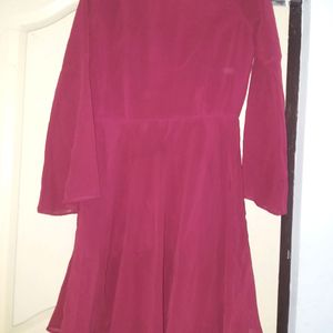 SSS V- Neck 3/4Sleeve Maroon Dress