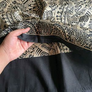 Black Printed Silk Saree