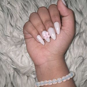 Pink Bow 3d Nails