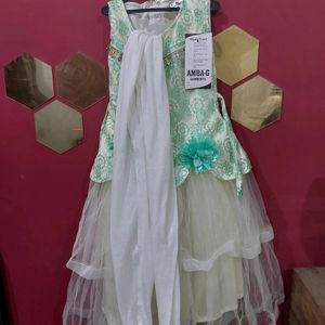 Frock Suit With Pajami NET Offwhite